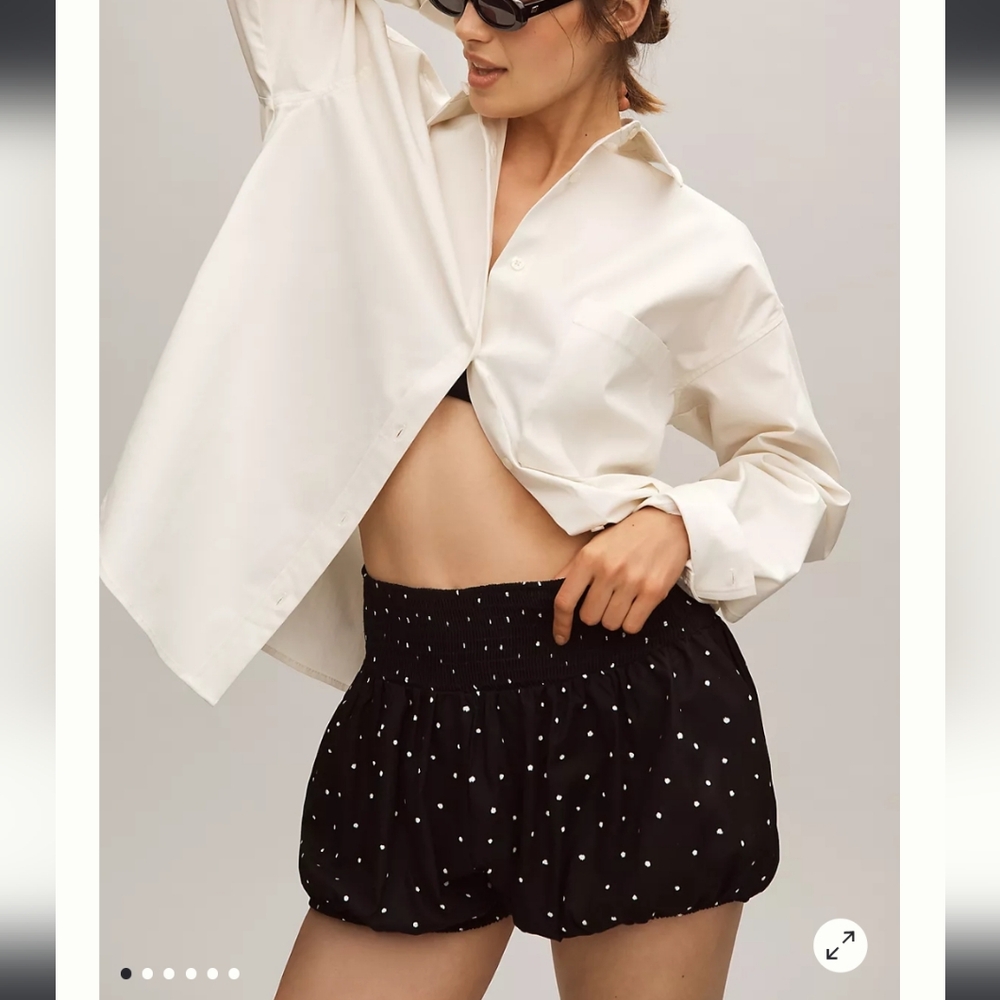 Maeve Black and White Polka Dot High Waist Shorts